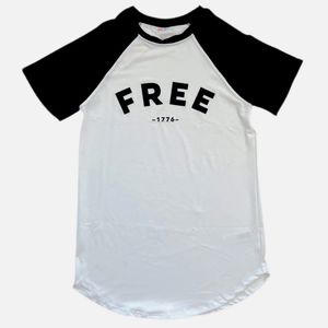 LuLaRoe Axel Raglan Tee White & Black "Free 1776"  America USA Size L (14/16)